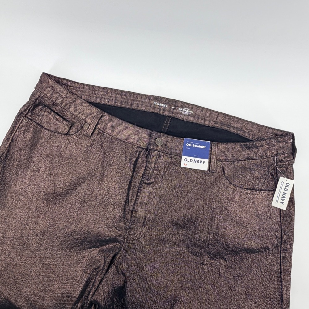 Old Navy OG‎ Straight Ankle Jeans 22 High Rise Metallic Black NWT